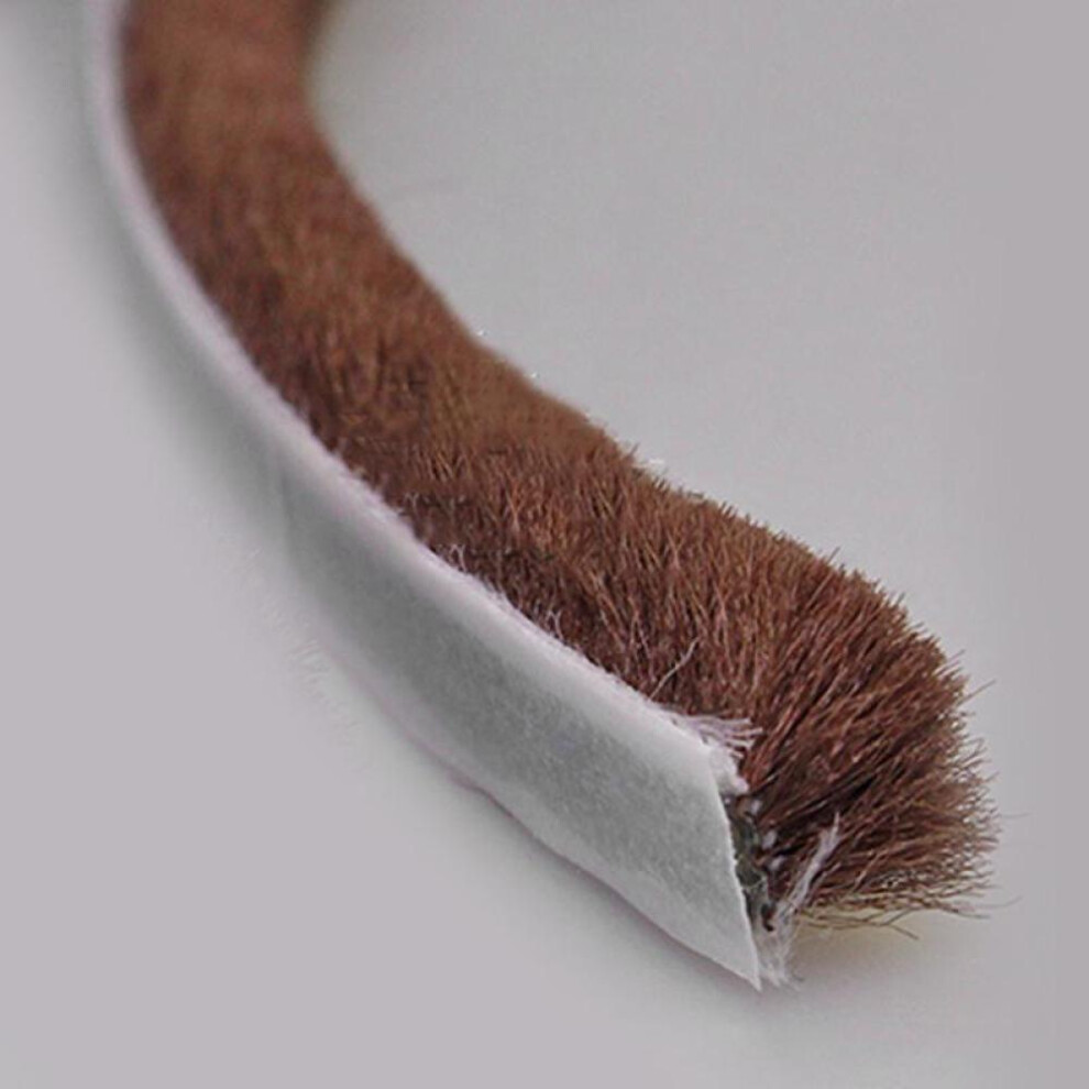 (brown, 9×5mm) Weather Draught Excluder Brush Strip Window Door Seal Tape With Adhesive