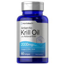 Antarctic Krill Oil 2000mg | 60 Softgel Capsules | Omega-3 EPA DHA Supplement | with Astaxanthin | Non-GMO Gluten Free | by Horbaach