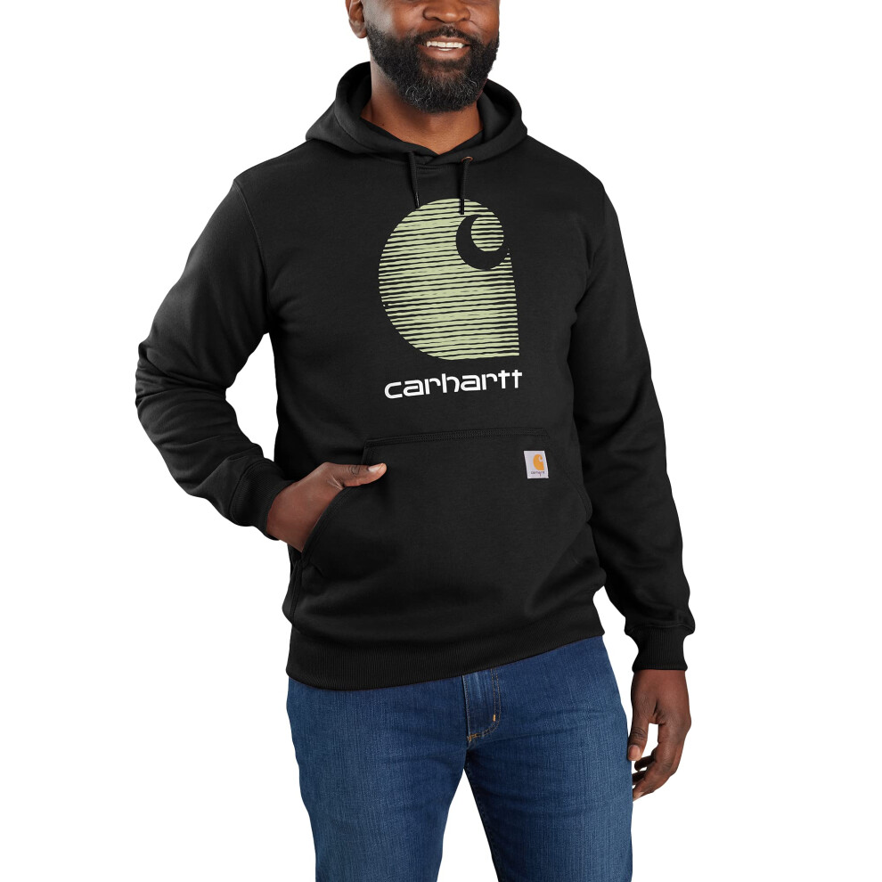 Carhartt Men's Rain Defender Loose Fit Midweight C Logo Graphic Sweatshirt  Black  Large/Tall