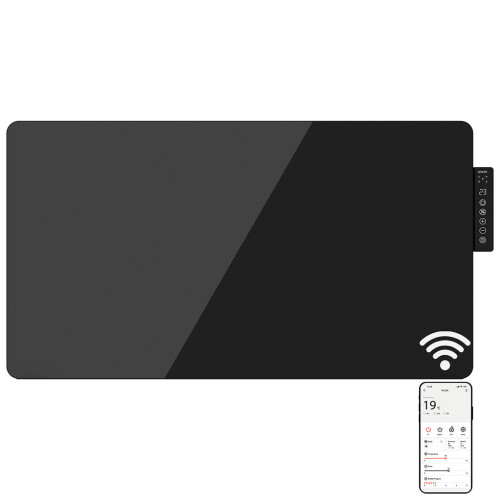 MYLEK (Black ) MYLEK Glass Front Smart Panel Heater 2kW