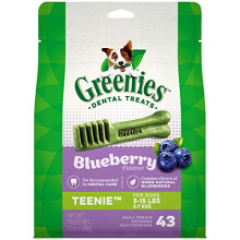 GREENIES TEENIE Naturliga hundtandvårdstuggben - Blåbärssmak, rekommenderat av veterinärer för munhälsa, 340 g-paket (43 stycken)