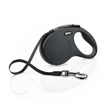 FLEXI New Classic Retractable Dog Leash (Tape) 16 ft Medium Black