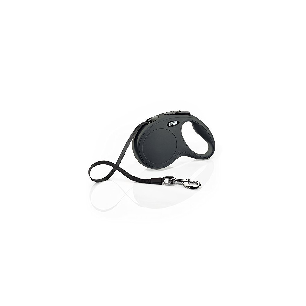 FLEXI New Classic Retractable Dog Leash (Tape)  16 ft  Medium  Black