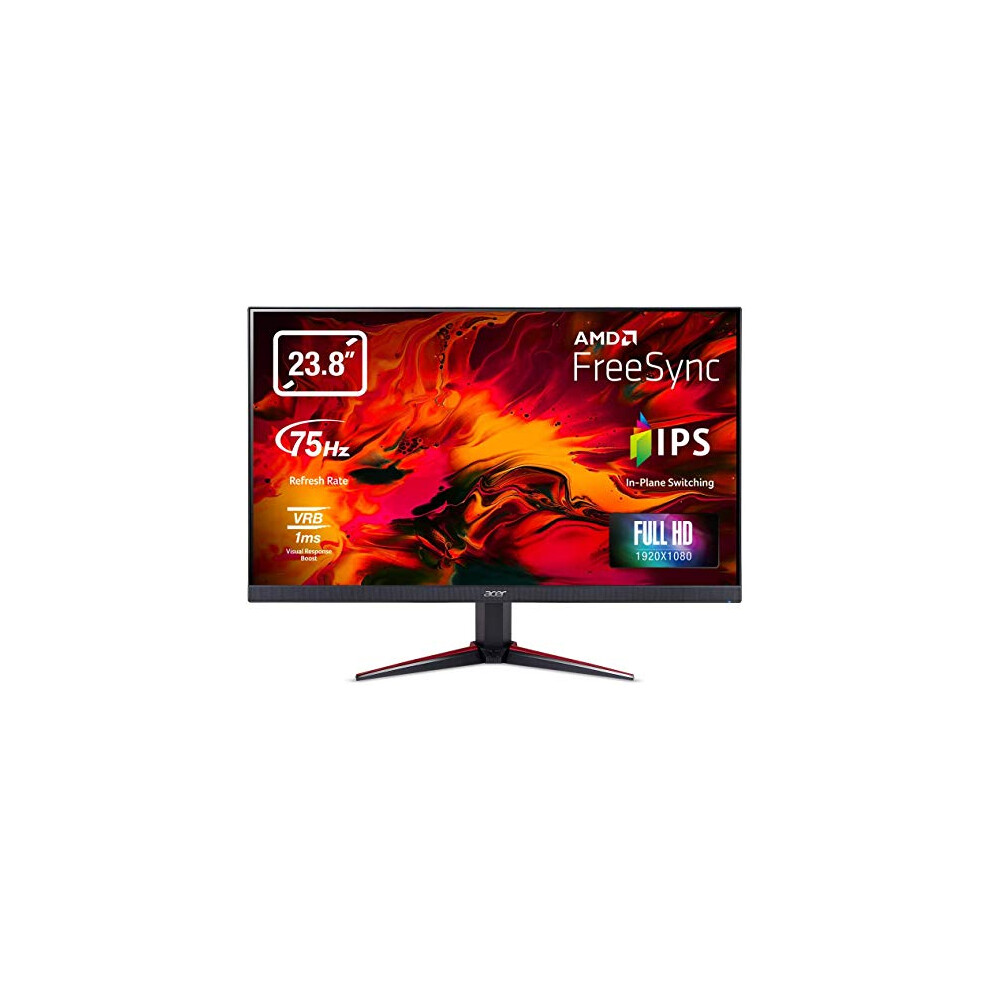 Acer Nitro VG240Y bmiix 23.8"" Full HD (1920 x 1080) IPS Monitor with AMD Radeon FREESYNC Technology - 1ms VRB | 75Hz Refresh | (2 x HDMI Ports & 1 x