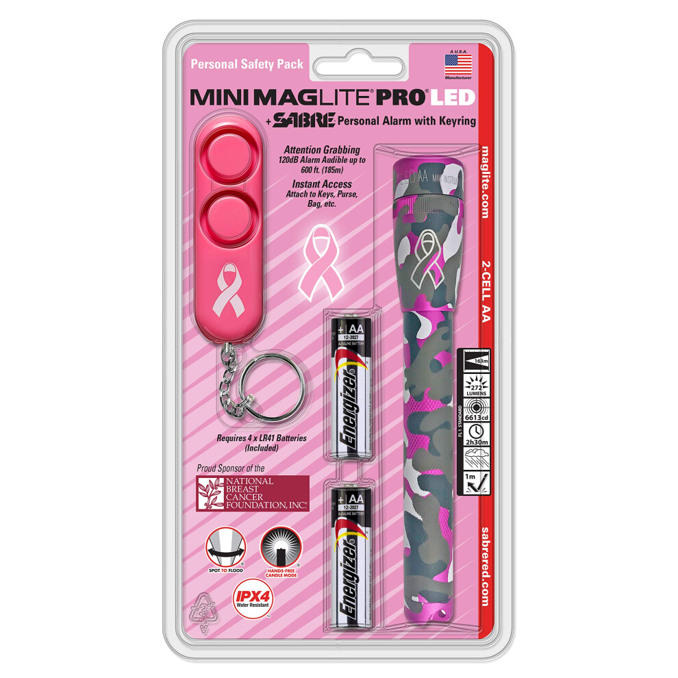 Maglite SP2PUF6: Mini Led 2 Cell Aa Pro & Personal Alarm Pink Camo