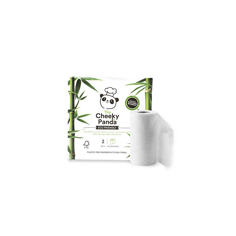 The Cheeky Panda   Bamboo Paper Towel Kitchen Rolls | Pack of 2 Rolls (2-Ply) | Biodegradable  Multipurpose  Plastic-Free  Eco-Friendly  Super Absorbe