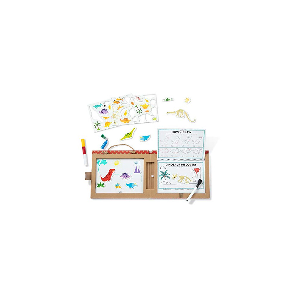 Melissa & Doug Natural Play: Play  Draw  Create Reusable Drawing & Magnet Kit   Dinosaurs (41 Magnets  5 Dry-Erase Markers)