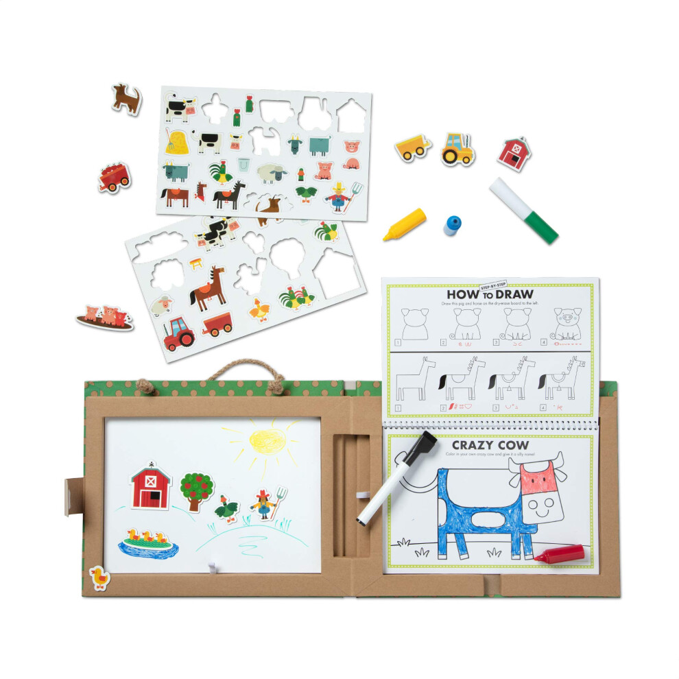 Melissa & Doug Natural Play: Play  Draw  Create Reusable Drawing & Magnet Kit - Farm (38 Magnets  5 Dry-Erase Markers)