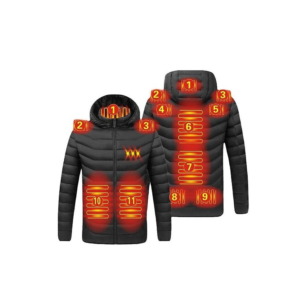 (11 Area Heat Black, XL) Heated Jacket Men Women Heating Jacket Winter Usb Heated Down Jacket Self Heating Vest Warm Jacket Warmte Vest Heated Clothin-image-OPC-PFSJ6HT-NEW