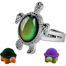 Mood Ring for Kids Adjustable Size Girls And Boys Color Changing Mood Rings (adjustable, Turtle)
