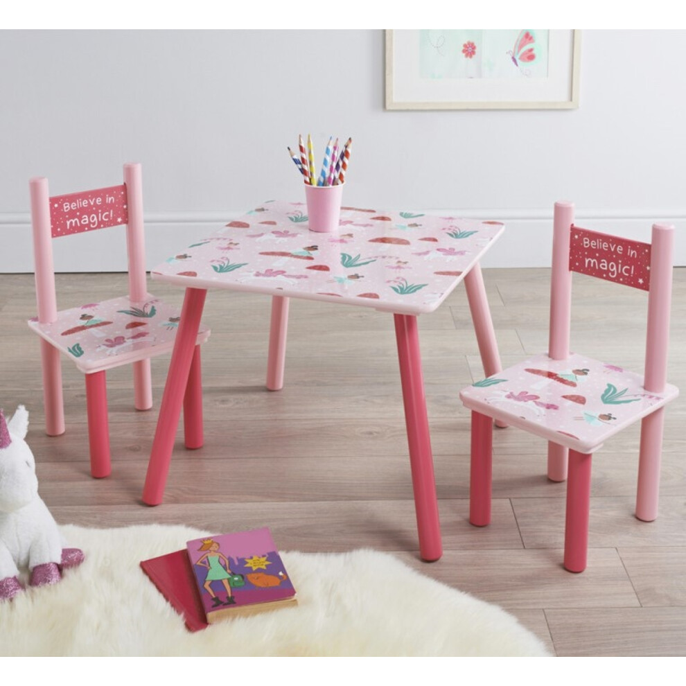 Wooden Table and 2 Chairs Kids Set Sturdy Furniture for Toddlers