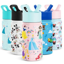 Jednoduch modern detsk lhev na vodu Disney Princess se slamenm vckem | Opakovane pouiteln izolovan nerezov pohr pro dvc kolu | Summit C