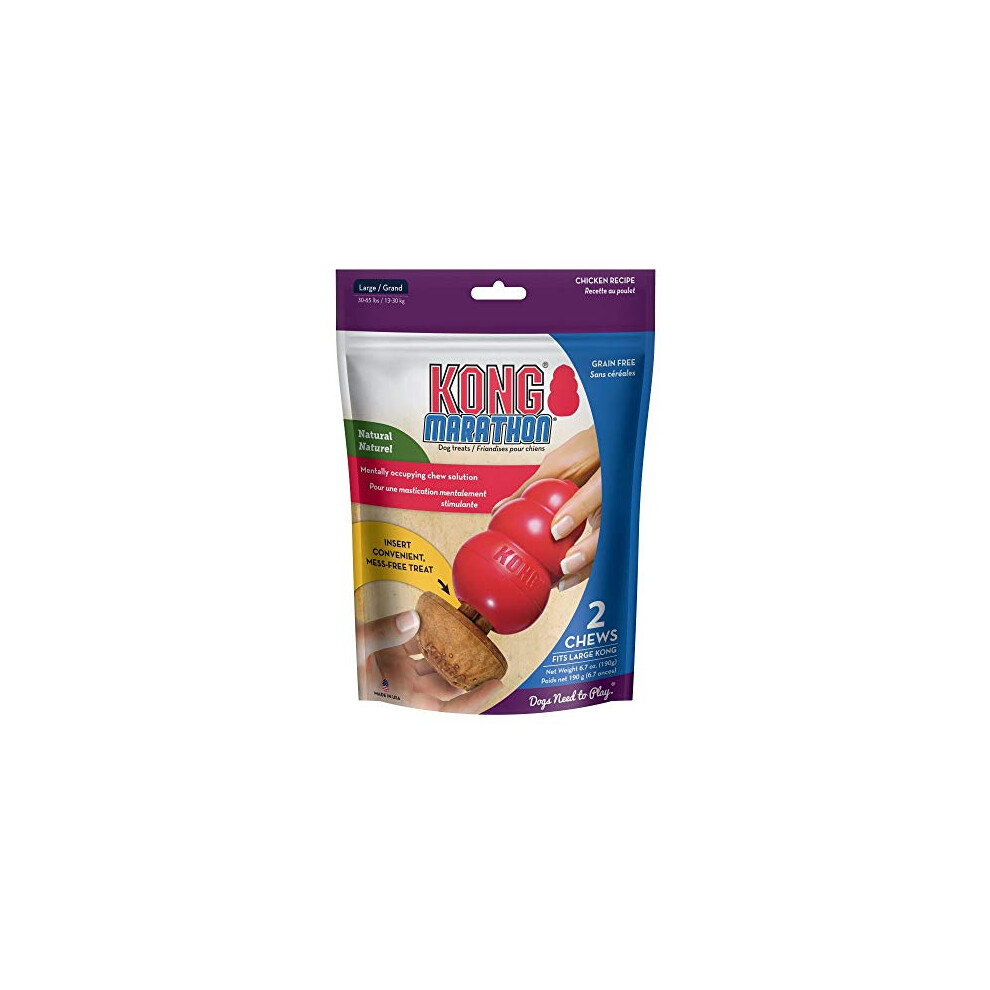 KONg Marathon - Large Dog Toy chewy Treat - chicken Flavor  grain Free - 2 Pack