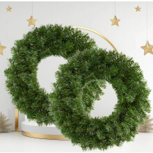 2 Large Plain Christmas Door Wreath 50cm Green Artificial Decoration