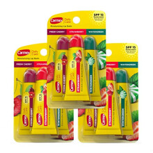 Carmex Balsamo Labbra Idratante con SPF, Ciliegia Fresca, Fragola e Wintergreen, 0.35 OZ - (3 Confezioni da 3)