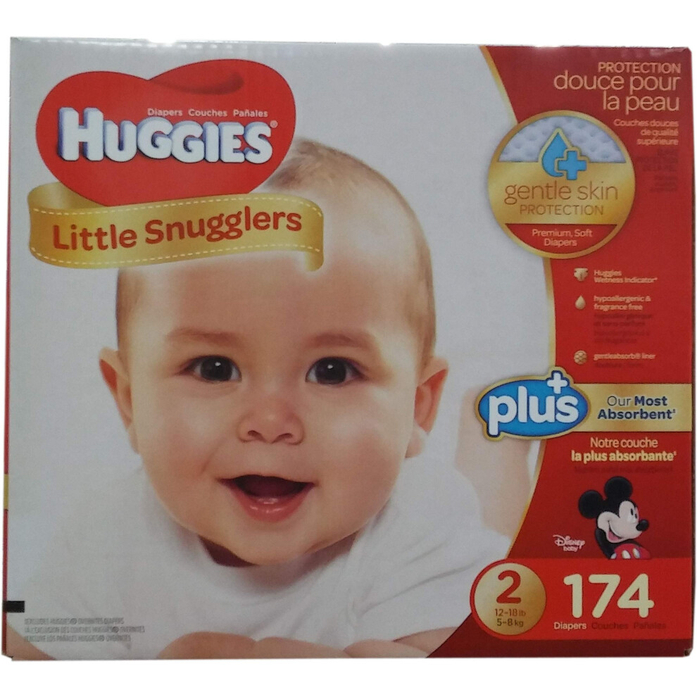 Huggies Little Snugglers Plus Diapers Size 2  174 Count