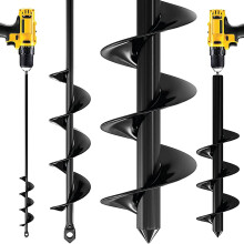 K-Brands Auger Drill Bit for Planting - 1.6 x 16 Inch & 3.5 x 16 Inch Set - Garden Spiral Hole Drill and Bulb Planter Tool - Bedding Plants Umbrella