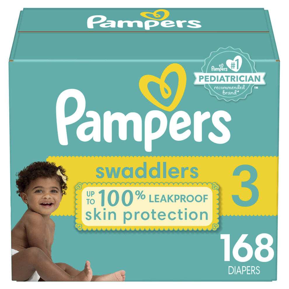 Diapers Size 3  168 Count - Pampers Swaddlers Disposable Baby Diapers  (Packaging May Vary)