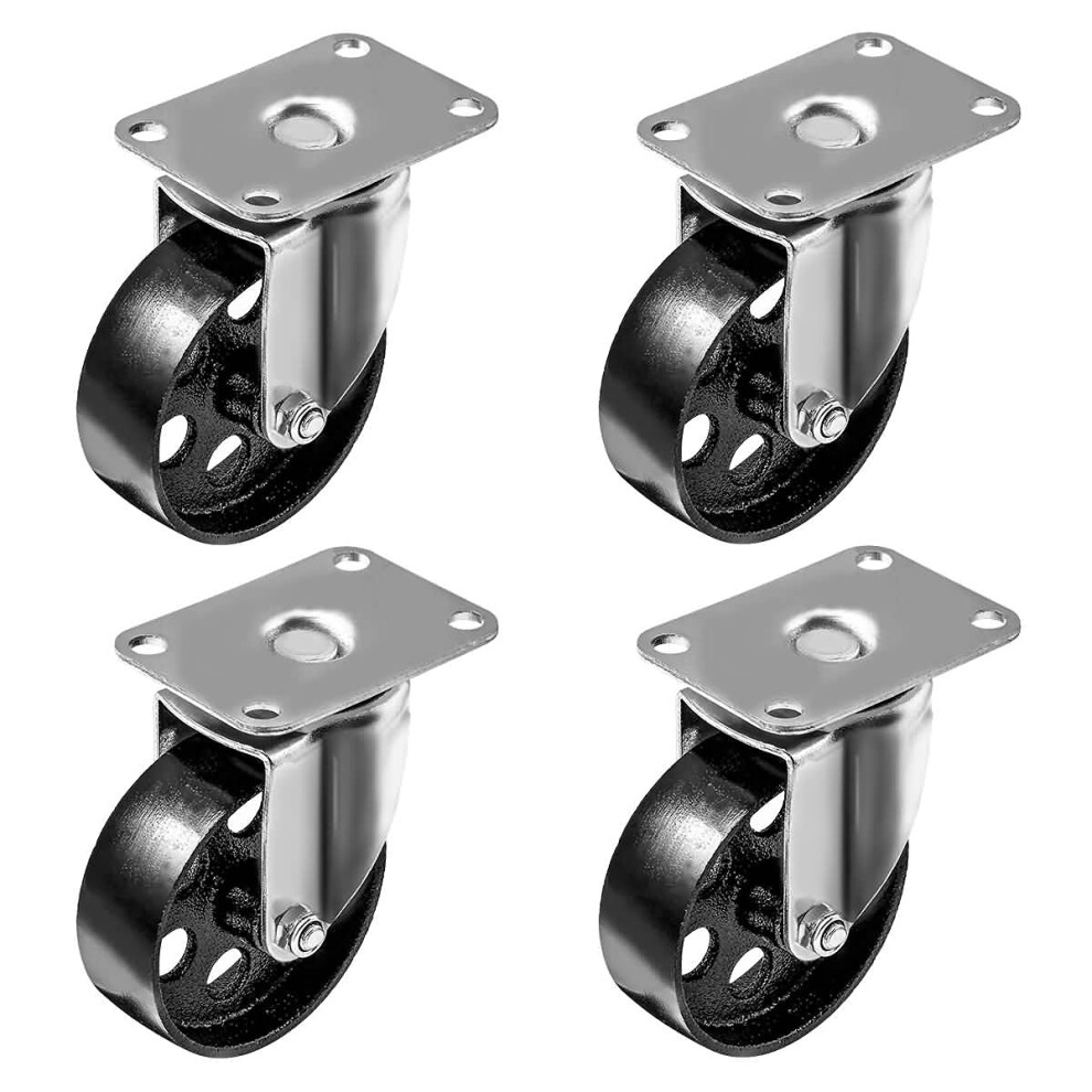 Online Best Service 4 Pack Large Steel Swivel Caster Wheel Heavy Duty 3.5 Wheel (3.5 No Brake) 756554323323
