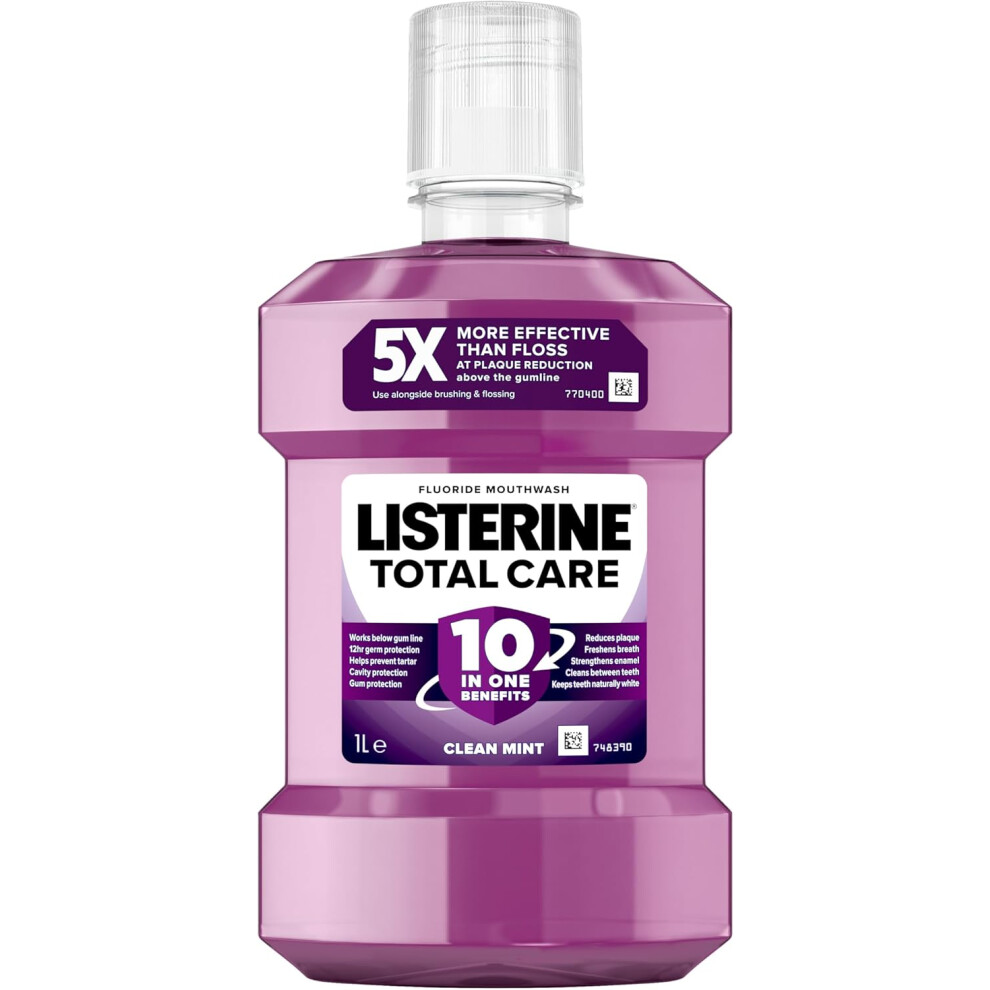 (Listerine Total Care Antibacterial Mouthwash (1000ml), Caring and Cleansing Mouthwash with 10-in-1 Benefits, Clean Mint-) Listerine Total Care Antiba