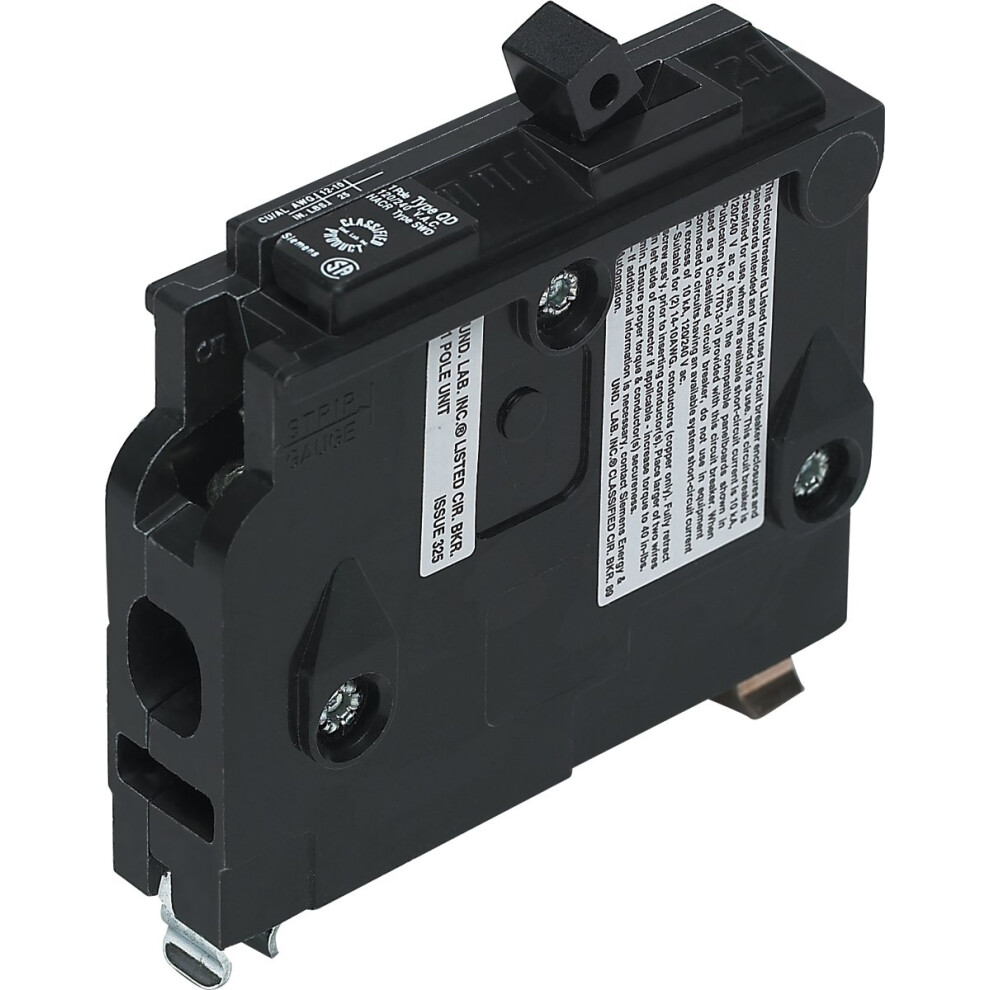 Siemens ITED120 classified circuit Breaker Type QD Replacement for Square D Type QO. 1-Pole 20-Amp  Black