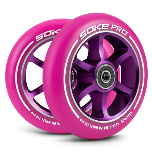 Rosa Räder für Roller 110 mm - 2er-Pack