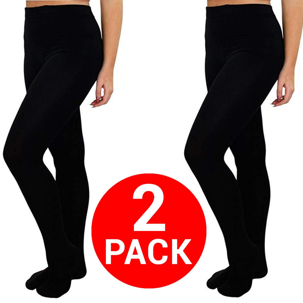 (Black - 2 Pack, 2XL) Ladies Thermal Tights Winter Warm Fleece 2/3/4Pack