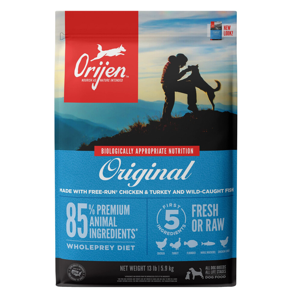 ORIJEN Dog Original Recipe  13lb  High-Protein Grain-Free Dry Dog Food  Packaging May Vary