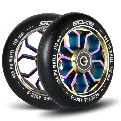 Regenbogenfarbene Räder für Roller 110 mm, 2er-Pack