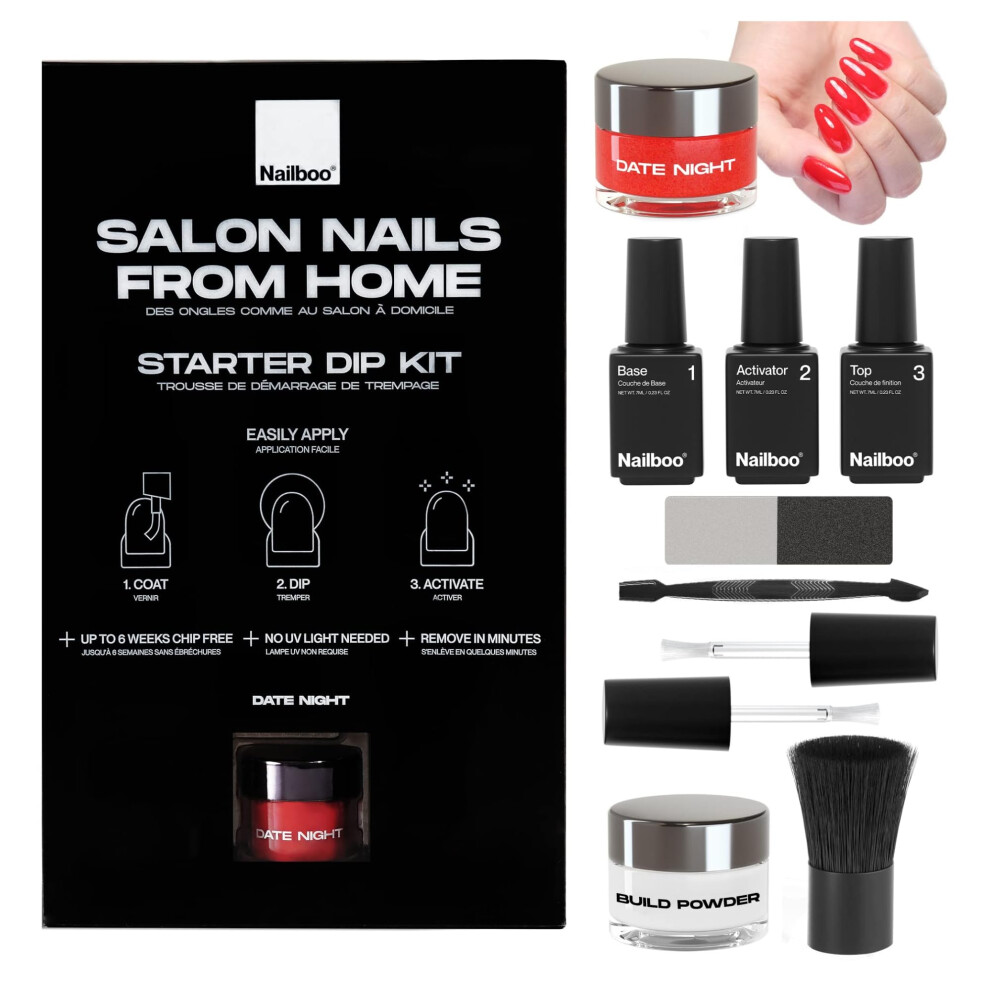 Nailboo Dip Nail Starter Kit, Nail Powder Dip Kit For Diy At Home Manicure, No Uv Lamp Needed, Includes Dipping Powder And Essentials, Manicure Kit Fo