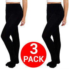 (Black - 3 Pack, L - XL) Ladies Thermal Tights Winter Warm Fleece 2/3/4Pack