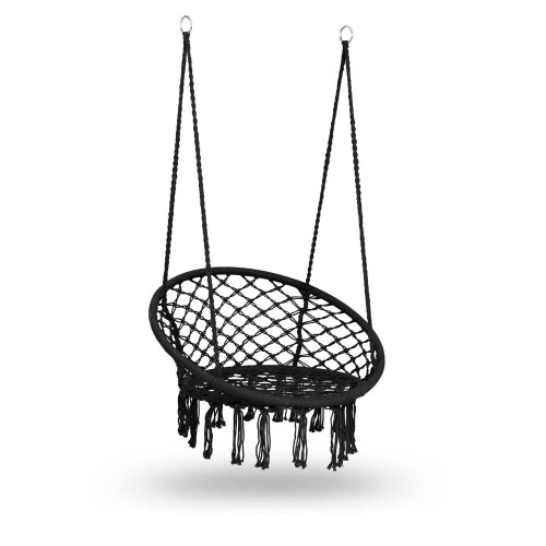 Schwarzer Boho-Gartensessel zum Aufhängen 1