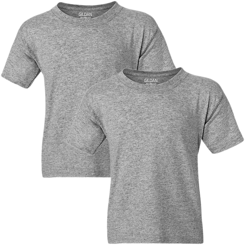 Gildan Kids DryBlend Youth T-Shirt  2-Pack  Sport Grey  Medium