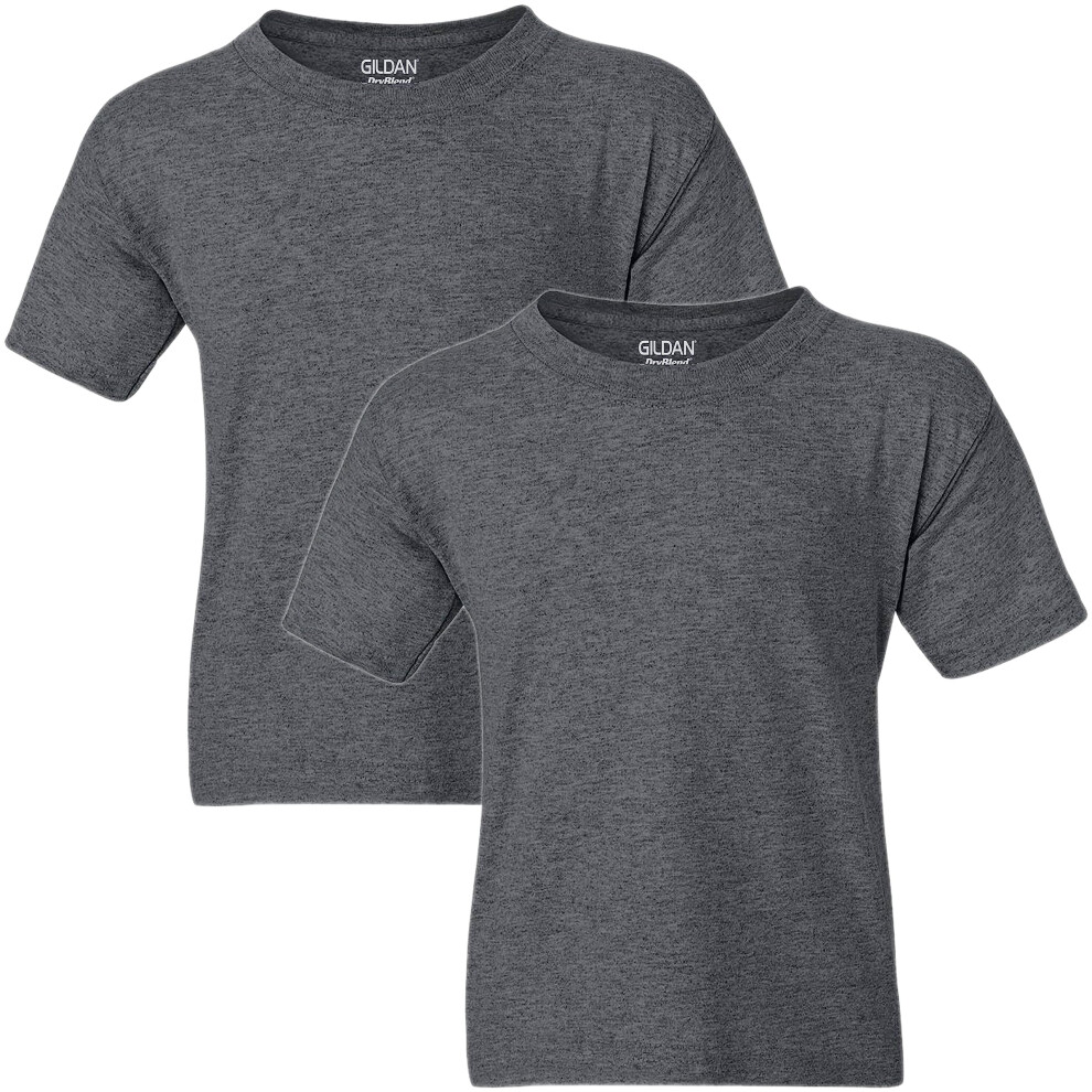 Gildan unisex child Dryblend Youth T-shirt  2-pack T Shirt  Dark Heather  Medium US