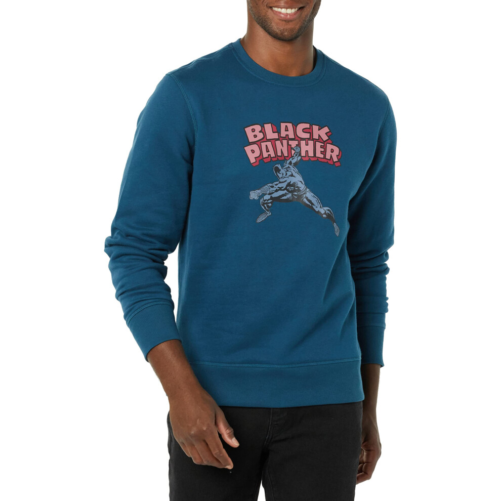 Amazon Essentials Disney Star Wars Mens Fleece crewneck Sweatshirt  Marvel Black Panther  X-Small