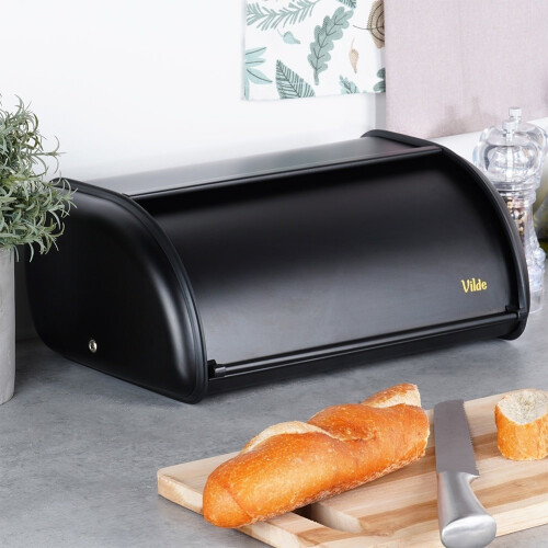 Geräumiger Brotkasten aus edlem schwarzem Edelstahl 1