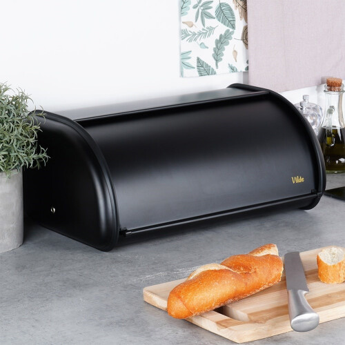 Geräumiger Brotkasten aus schwarzem Edelstahl 1