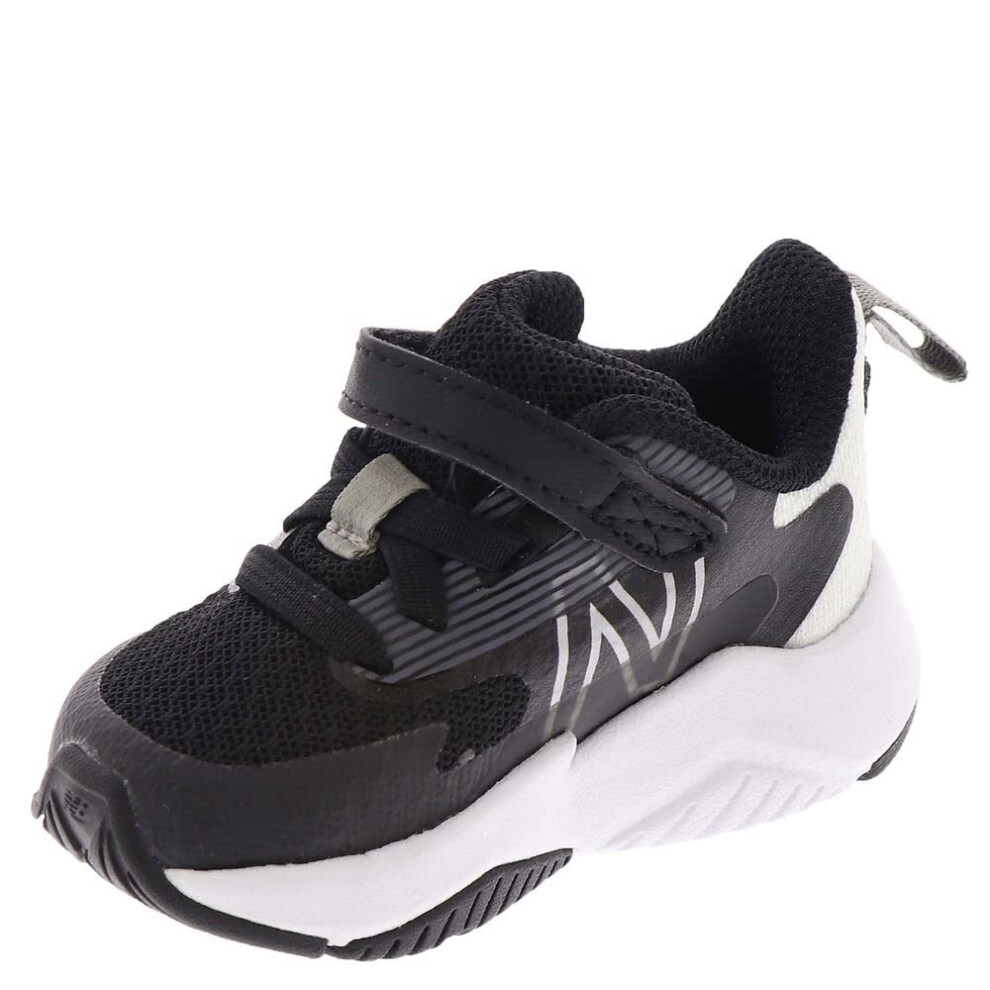 New Balance girls Rave V2 Hook and Loop Running Shoe  Black/White  8 X-Wide Toddler US