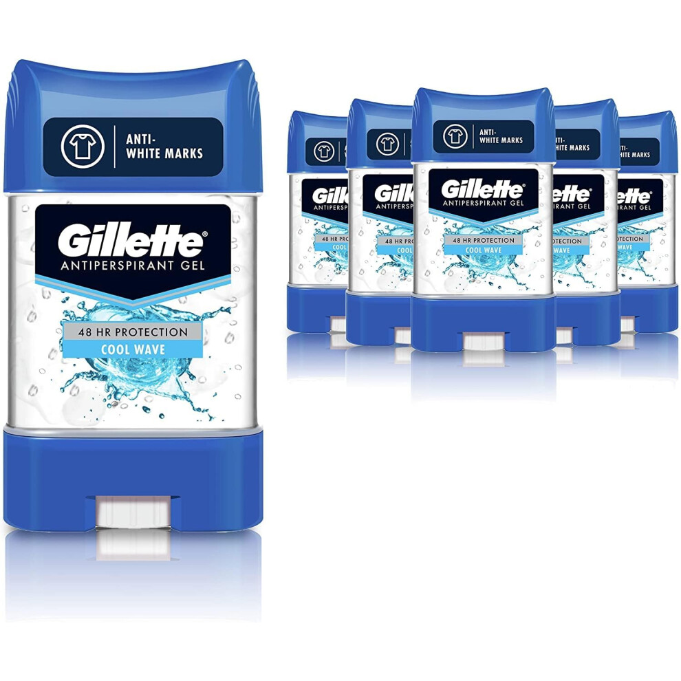 Gillette Antiperspirant Deodorant Gel Men, 420 ml (70 ml x 6), 48-Hour Invisible