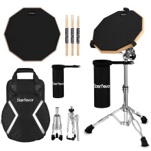 Starfavor Drum Practice Pad with Snare Drum Stand Set  12-Inch Double Sided Silent Practice Pad Kit with Drum Sticks  Drumstick Holder  Carrying Bag