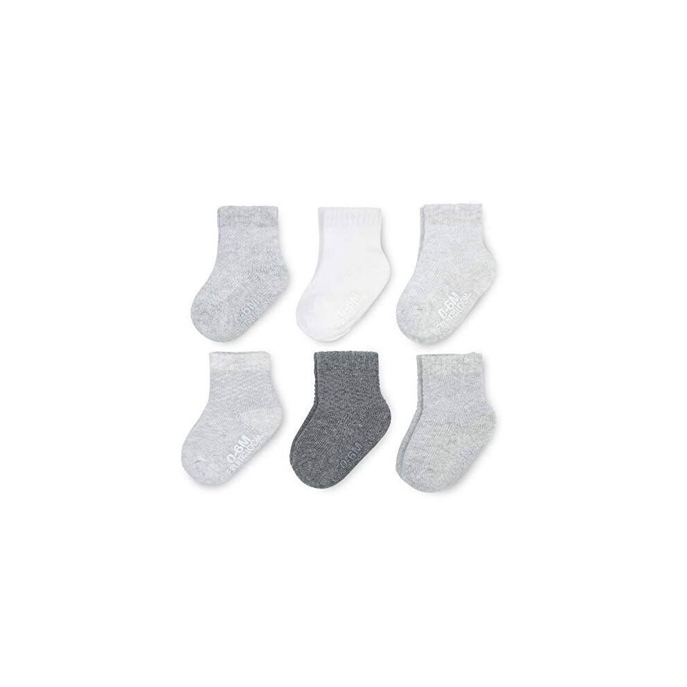 Fruit of the Loom Baby 6-Pack All Weather Crew-Length Socks  Mesh & Thermal Stretch - Unisex  Girls  Boys (0-6 Months  Grey)