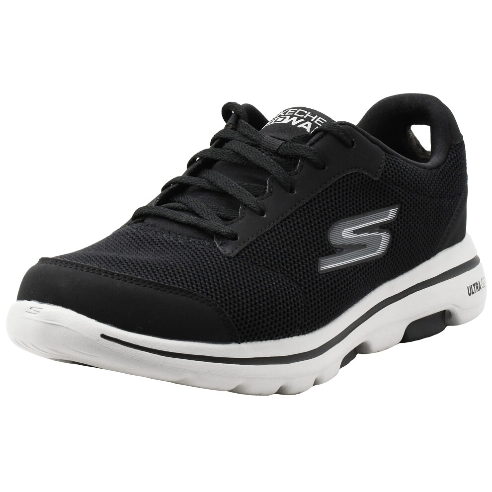 Skechers Men's Gowalk 5 Demitasse-Textured Knit Lace Up Performance Walking Shoe Sneaker  Black/White  11.5