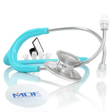 MDF Acoustica Lightweight Stethoscope for Doctors Nurses Students Home Health Use Adult Dual Head Pastel Blue Tube Silver Chestpiece-Headset M