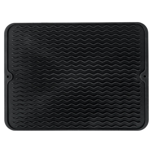 Schwarze Silikon-Geschirrmatte mit effektiver Drainage 2