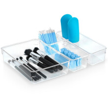 Organizer mit 4 Acrylbehältern für Make-up und Schmuck