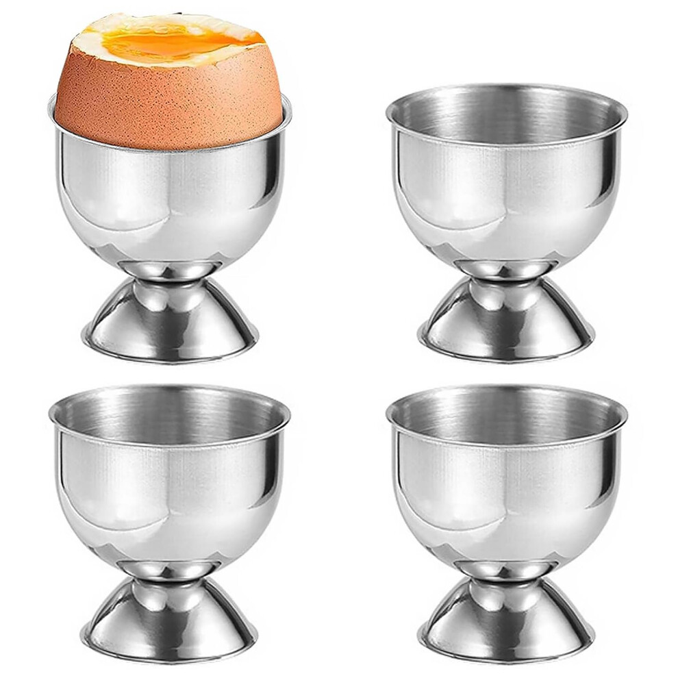 GEEZY 4 Pcs Stainless Steel Egg Cups Kitchen Breakfast Soft Boiled Egg Holder Stand