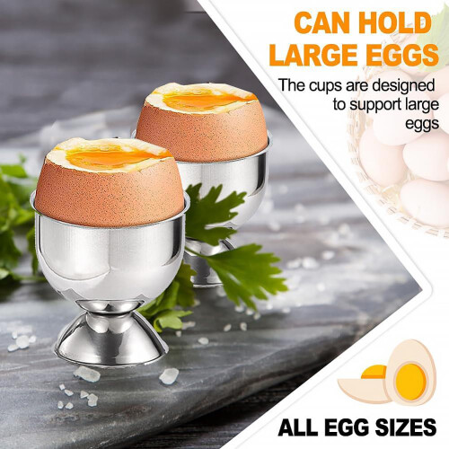 GEEZY GEEZY 4 Pcs Stainless Steel Egg Cups Kitchen Breakfast Soft Boiled Egg Holder Stand 1