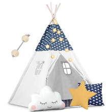 Kinder-Tipi-Zelt mit Lichterkette Nukido - Marineblau