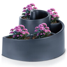 Spiralförmige Pflanzenkaskade aus schwarzem Kunststoff für den Garten