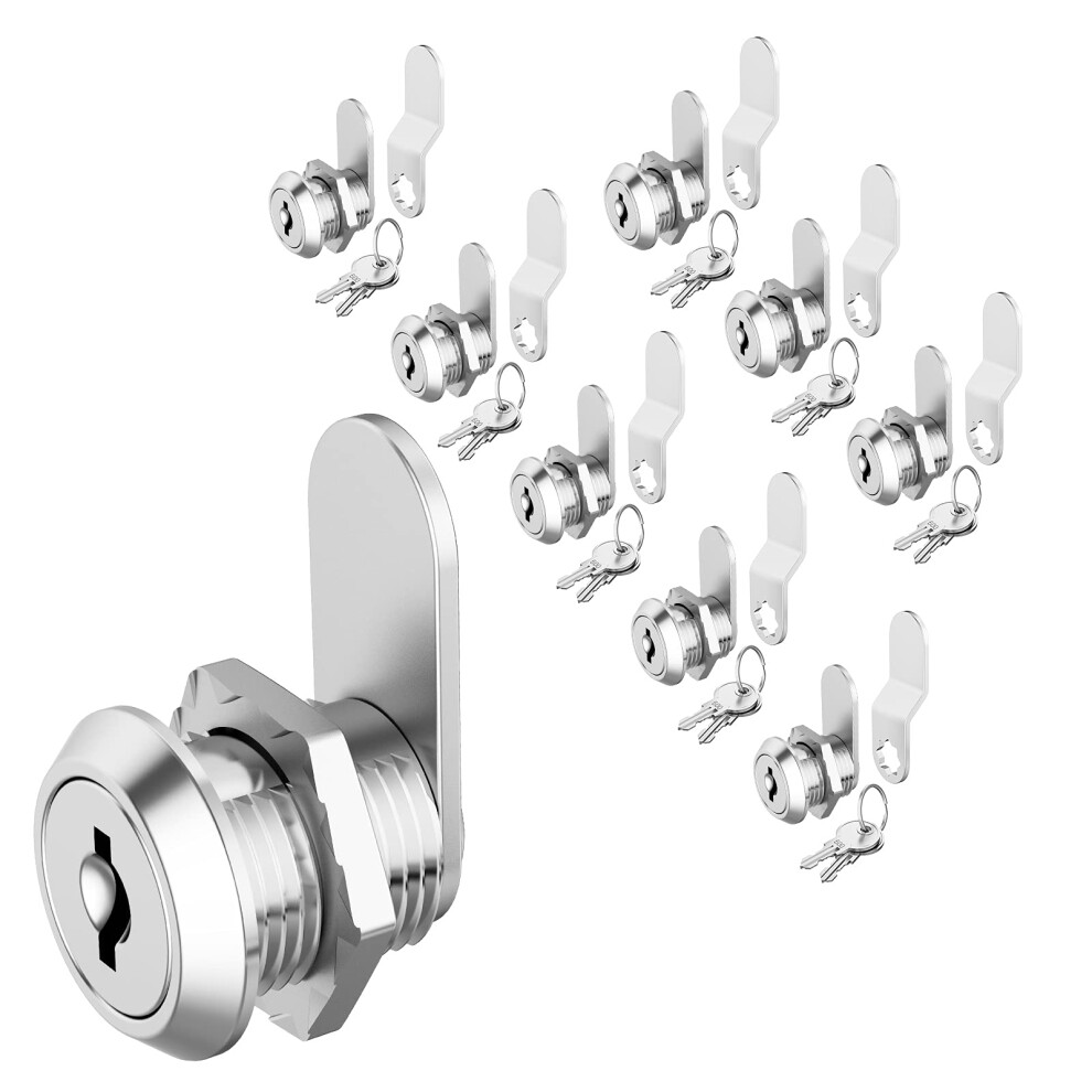 Confezione Da 8 Serrature Per Armadietti Con Chiave, Serratura A Camma Da 5/8", Serrature Per Porte Di Archiviazione, Cassetti, Cassetta Degli Attrezzi, Cassetta Postale, Porta Camper, In Lega Di-image